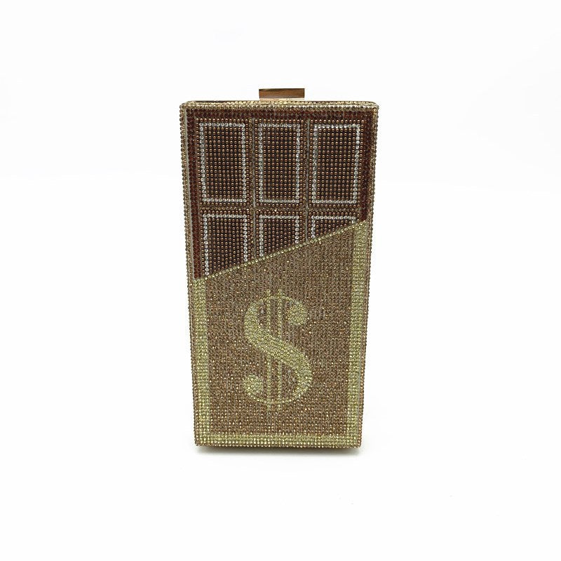 Wholesale Polyester Rhinestone Studded Bag Hot Diamond Chocolate Dinner Bag